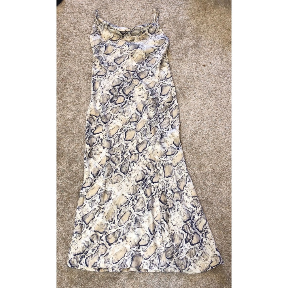 NWT Paper Heart Maxi Snake Print Slip Dress with Adjustable Straps Size XS
